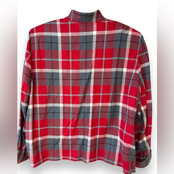 Vtg Evan-Picone Red Tartan Plaid Wool‎ Zip Up Jacket Dress Union USA Size 22 - Picture 2 of 8